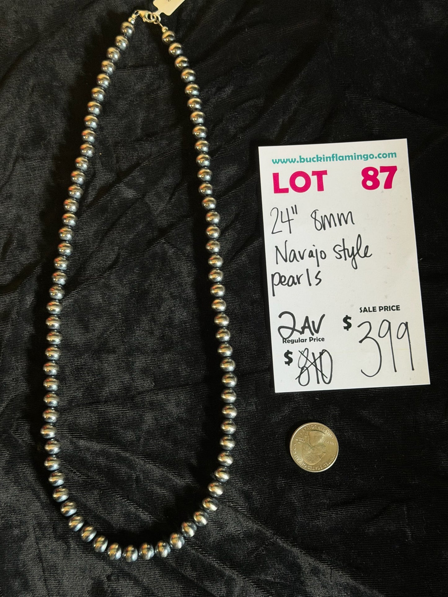 LOT 87 8/16 24” 8mm Navajo Style Pearls