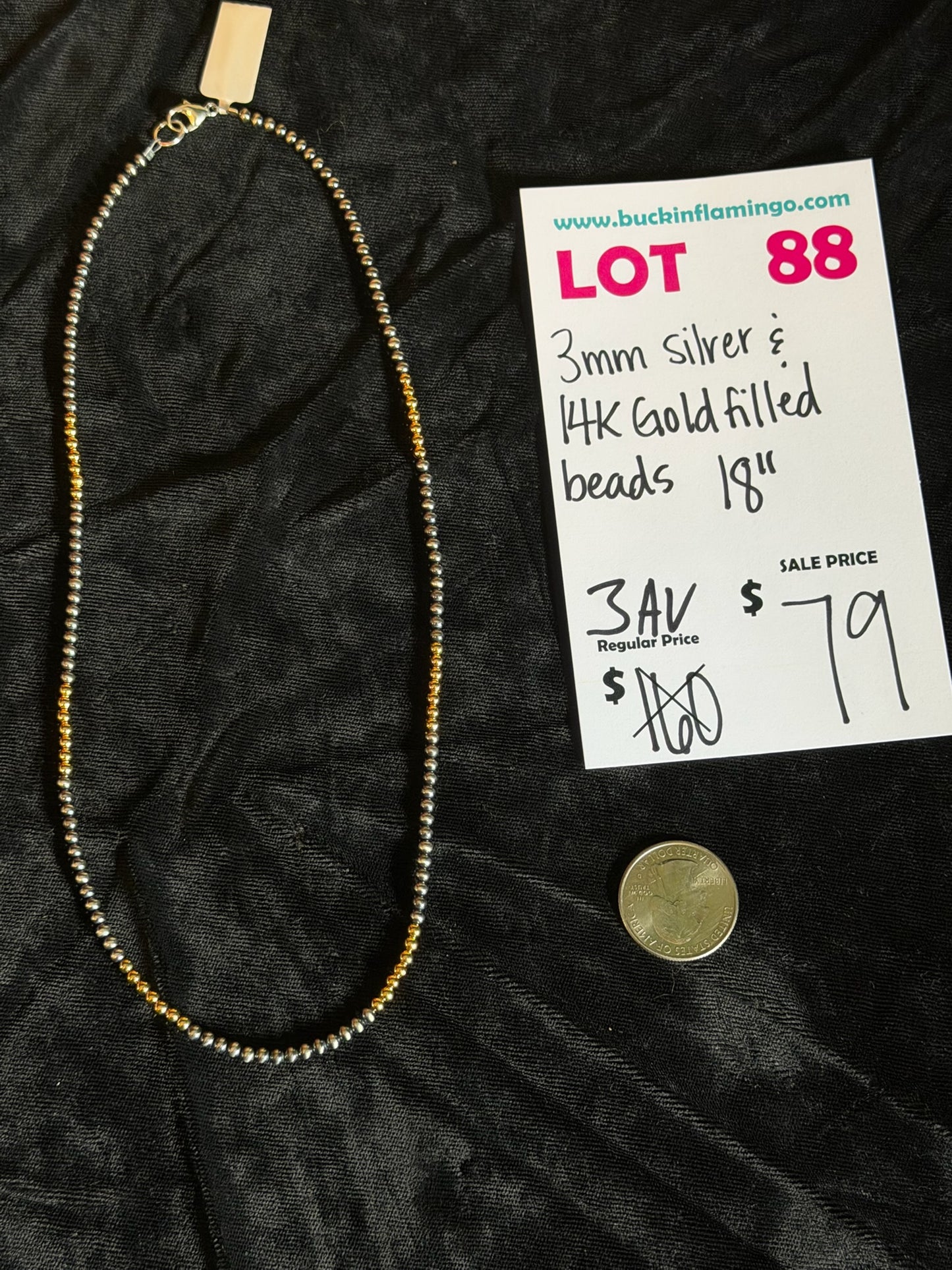 LOT 88 8/16 3mm Silver & 14K Gold Filled Beads 18”