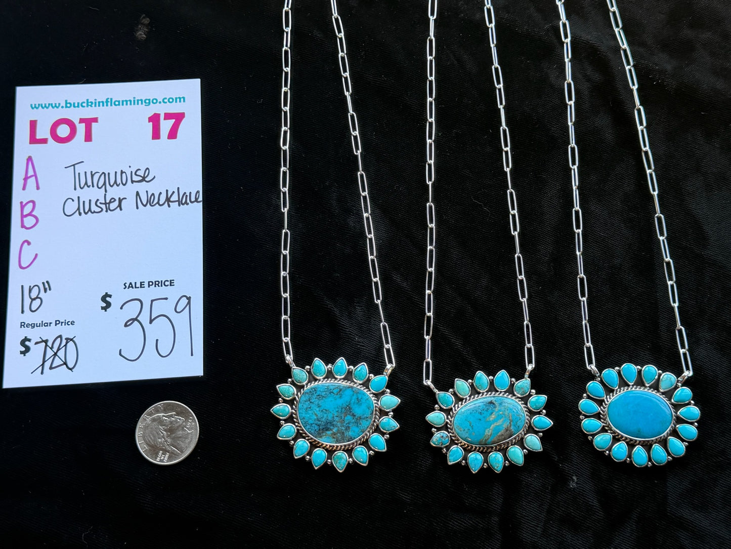 LOT 17 A 8/23 Turquoise Cluster Necklace 18”
