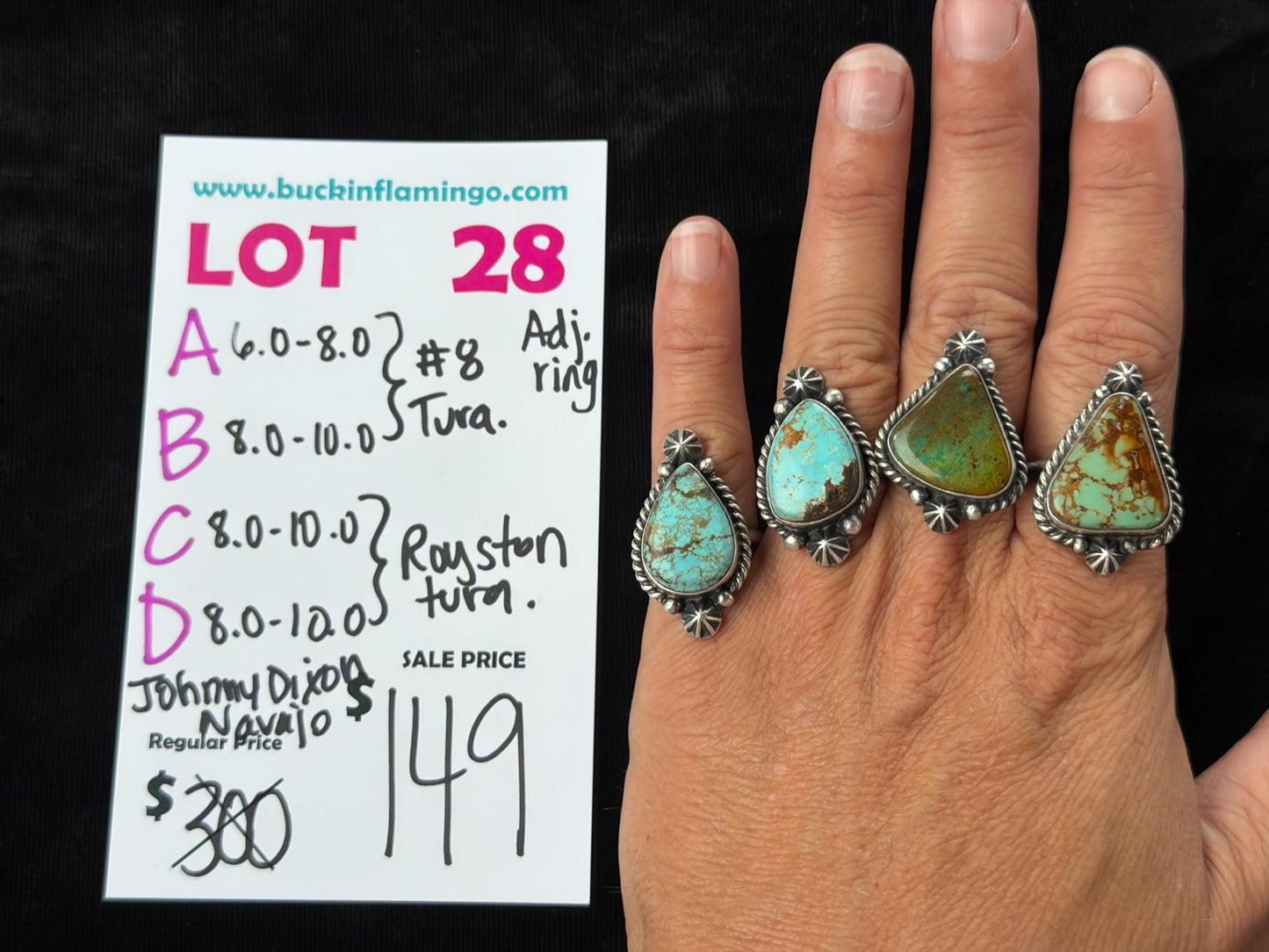 LOT 28 A 8/23 6.0-8.0 #8 Adjustable Ring by Johnny Dixon, Navajo