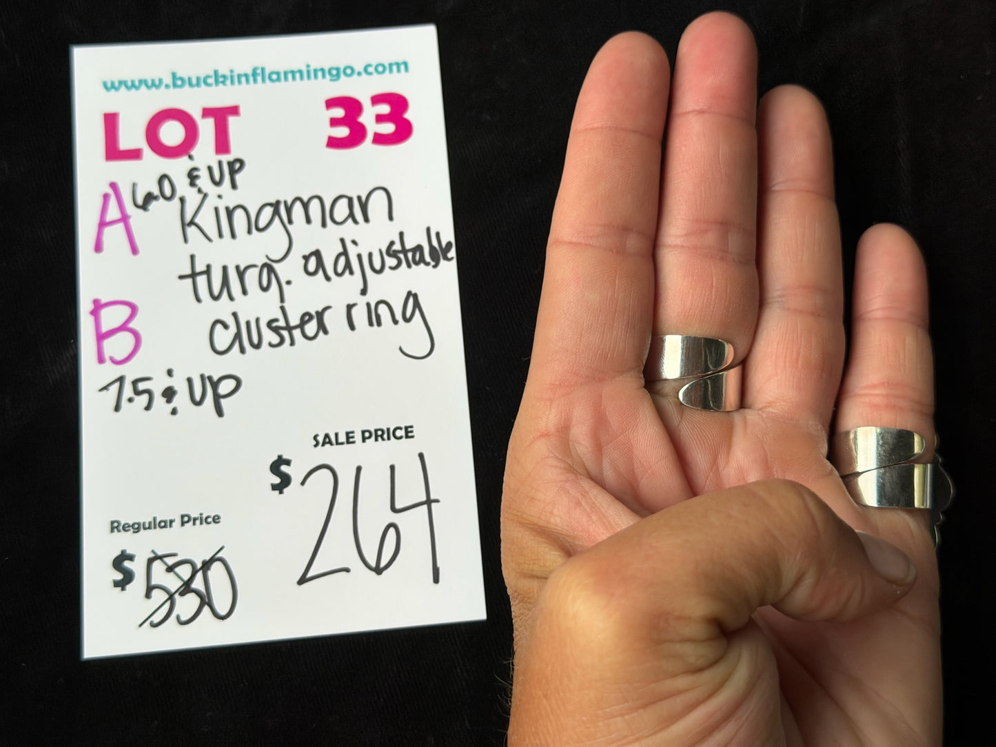 LOT 33 A 8/23 6.0 & Up Kingman Turquoise Adjustable Ring