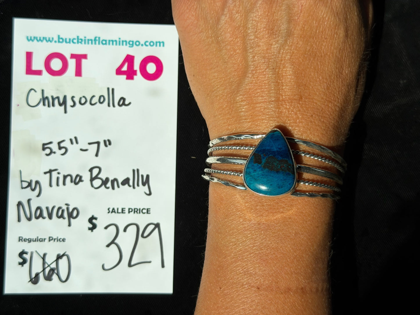 LOT 40 8/23 Chrysocolla 55”-7” by Tina Benally, Navajo