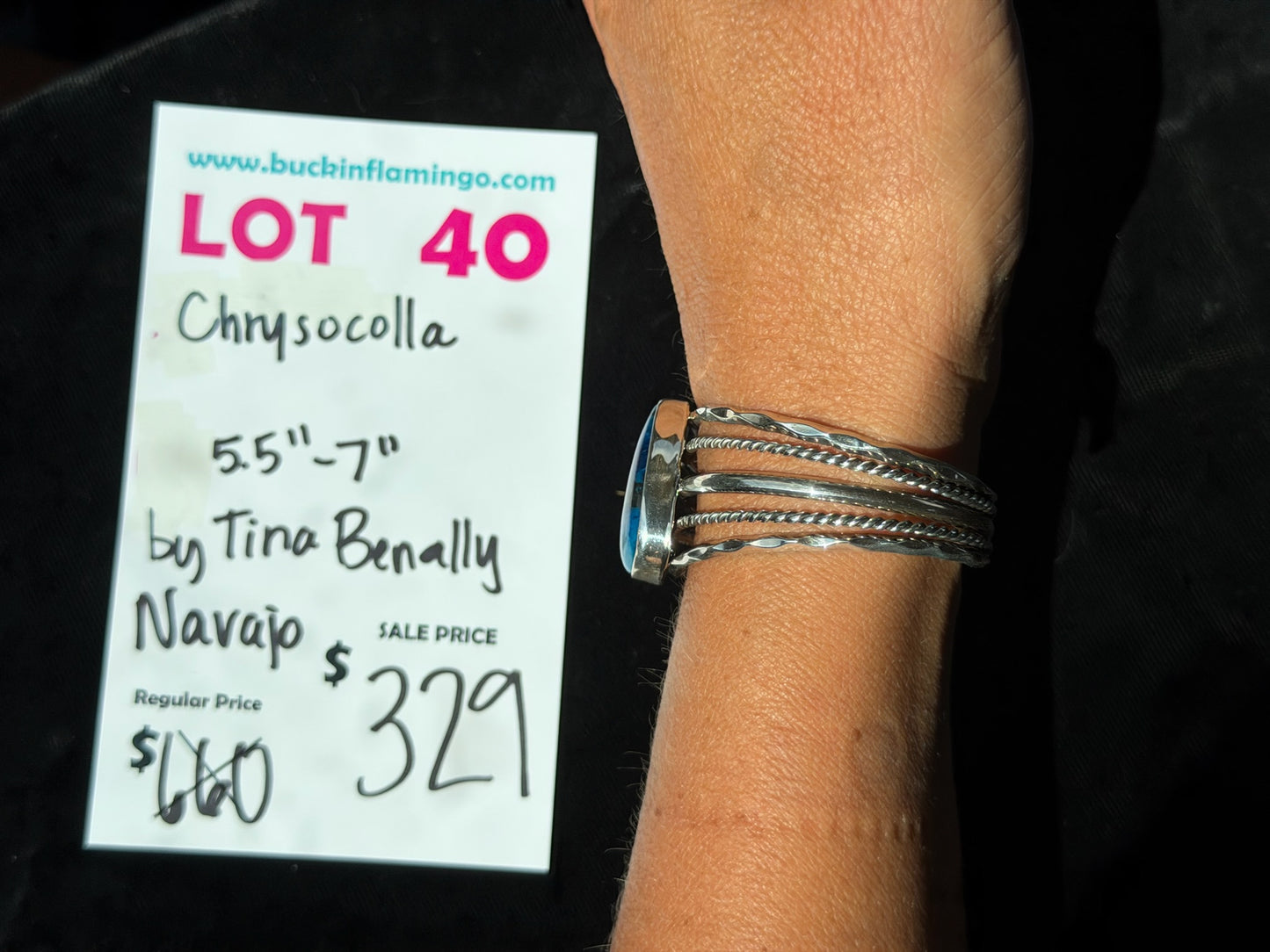 LOT 40 8/23 Chrysocolla 55”-7” by Tina Benally, Navajo