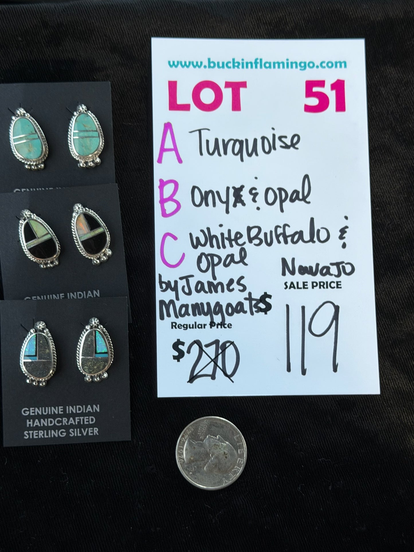 LOT 51 A 8/23 Turquoise Inlay by James Manygoats, Navajo