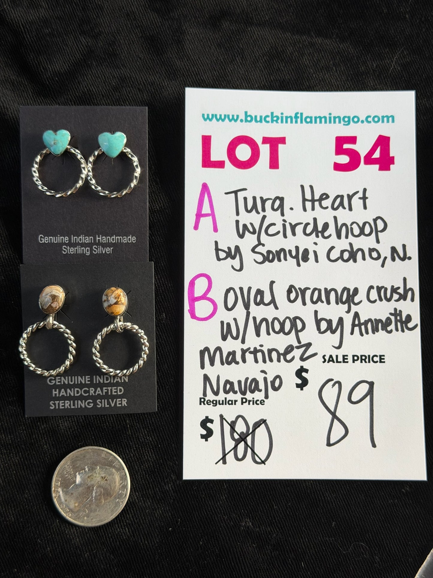LOT 54 A 8/23 Turquoise Heart w/Circle Hoop by Sonyei Coho, Navajo