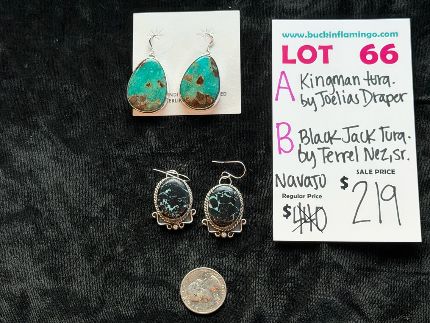 LOT 66 A 8/23 Kingman Turquoise by Joelias Draper, Navajo