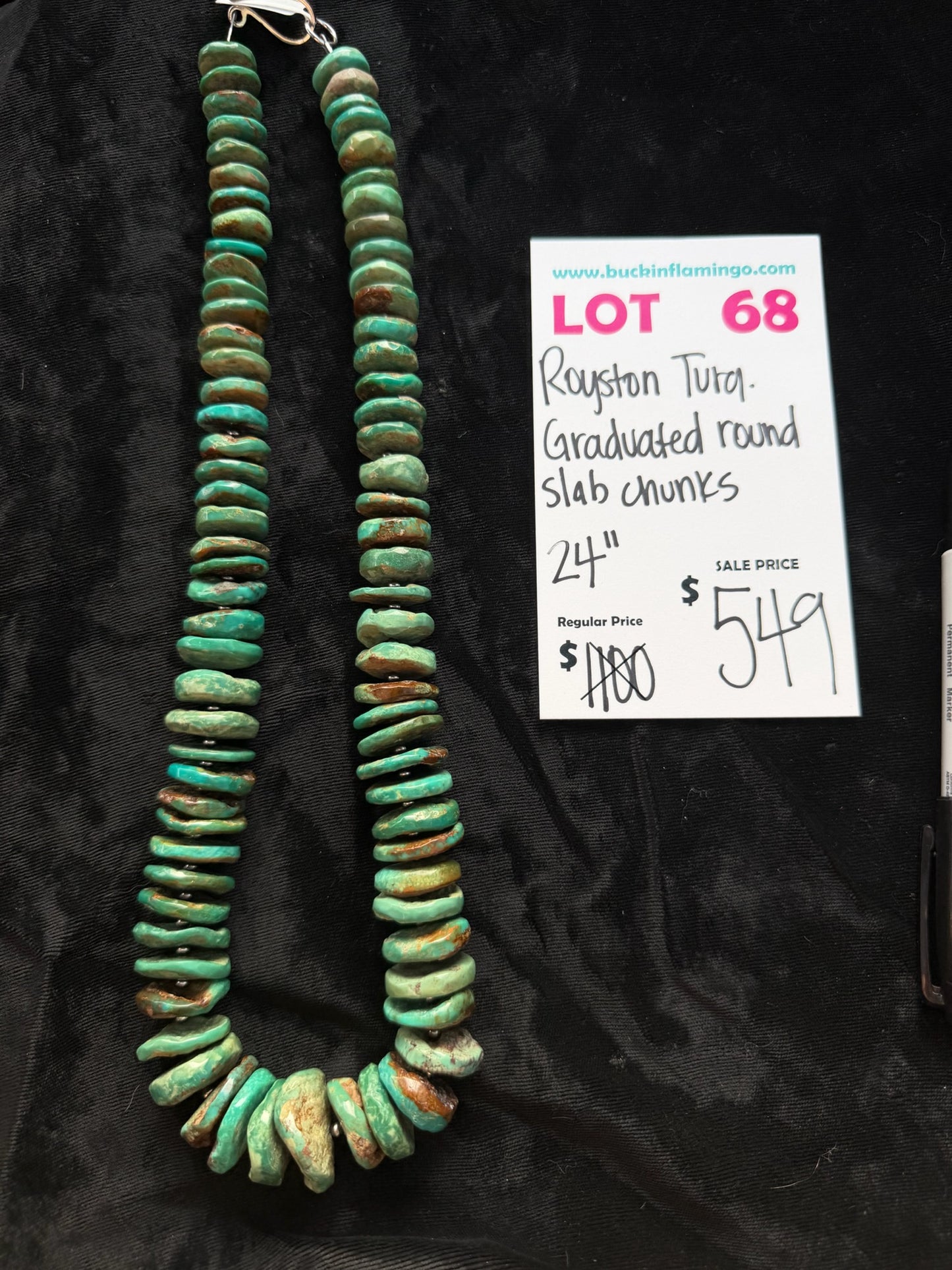 LOT 68 8/23 Royston Turquoise Graduated Round Slab Chunks 24”