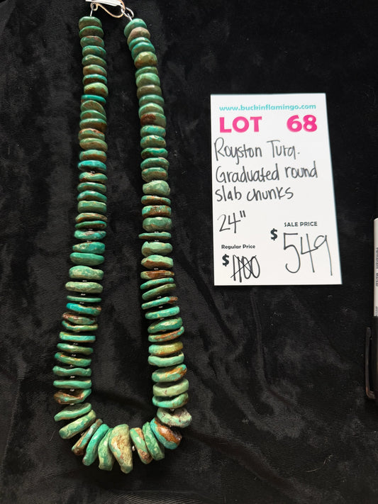 LOT 68 8/23 Royston Turquoise Graduated Round Slab Chunks 24”