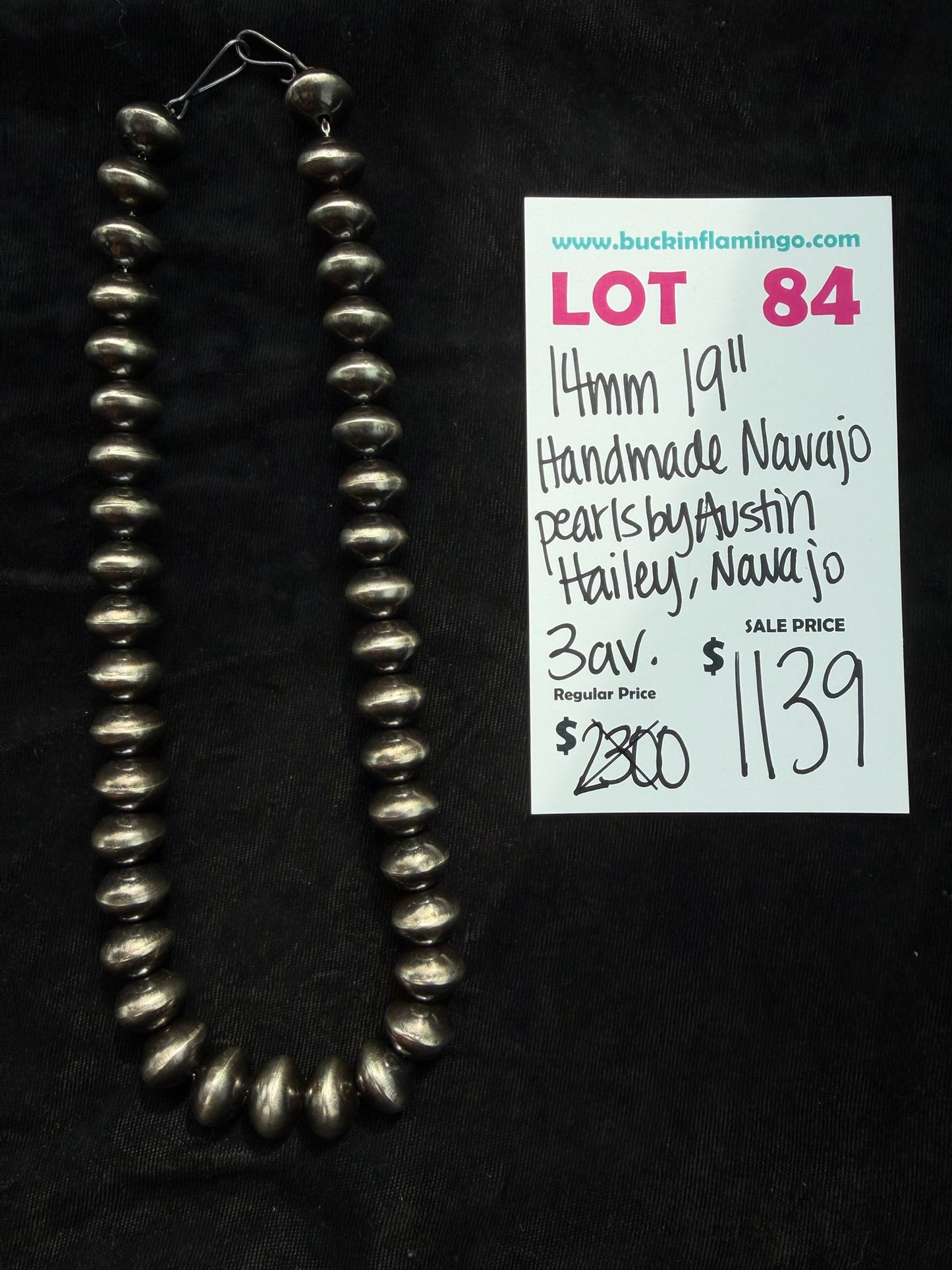 LOT 84 8/23 14mm 19” Handmade Navajo Pearls by Austin Hailey, Navajo