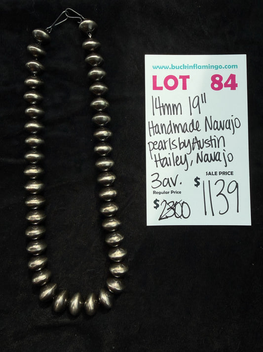 LOT 84 8/23 14mm 19” Handmade Navajo Pearls by Austin Hailey, Navajo