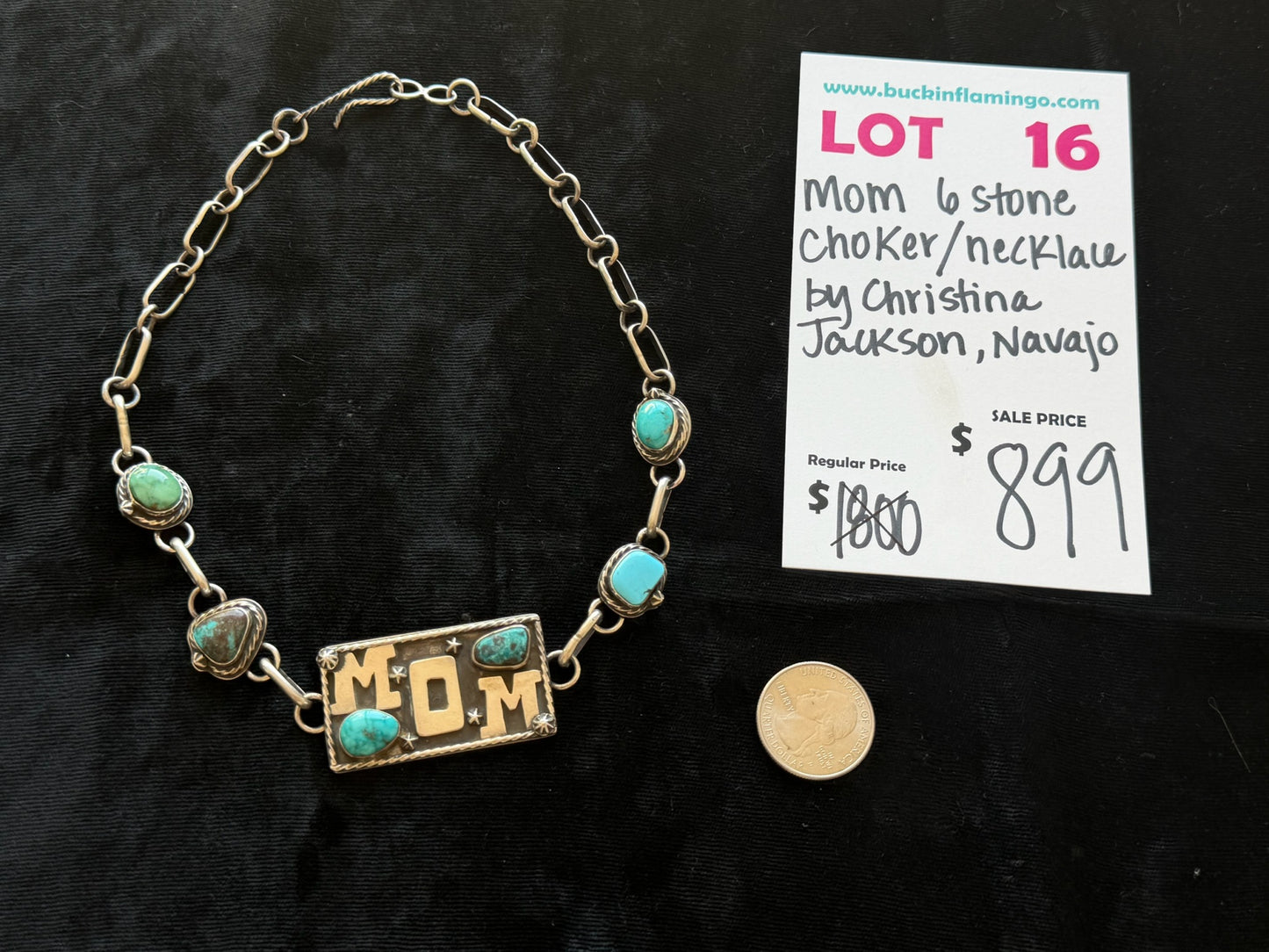 LOT 16 8/30 Mom 6 Stone Choker/Necklace by Christina Jackson, Navajo
