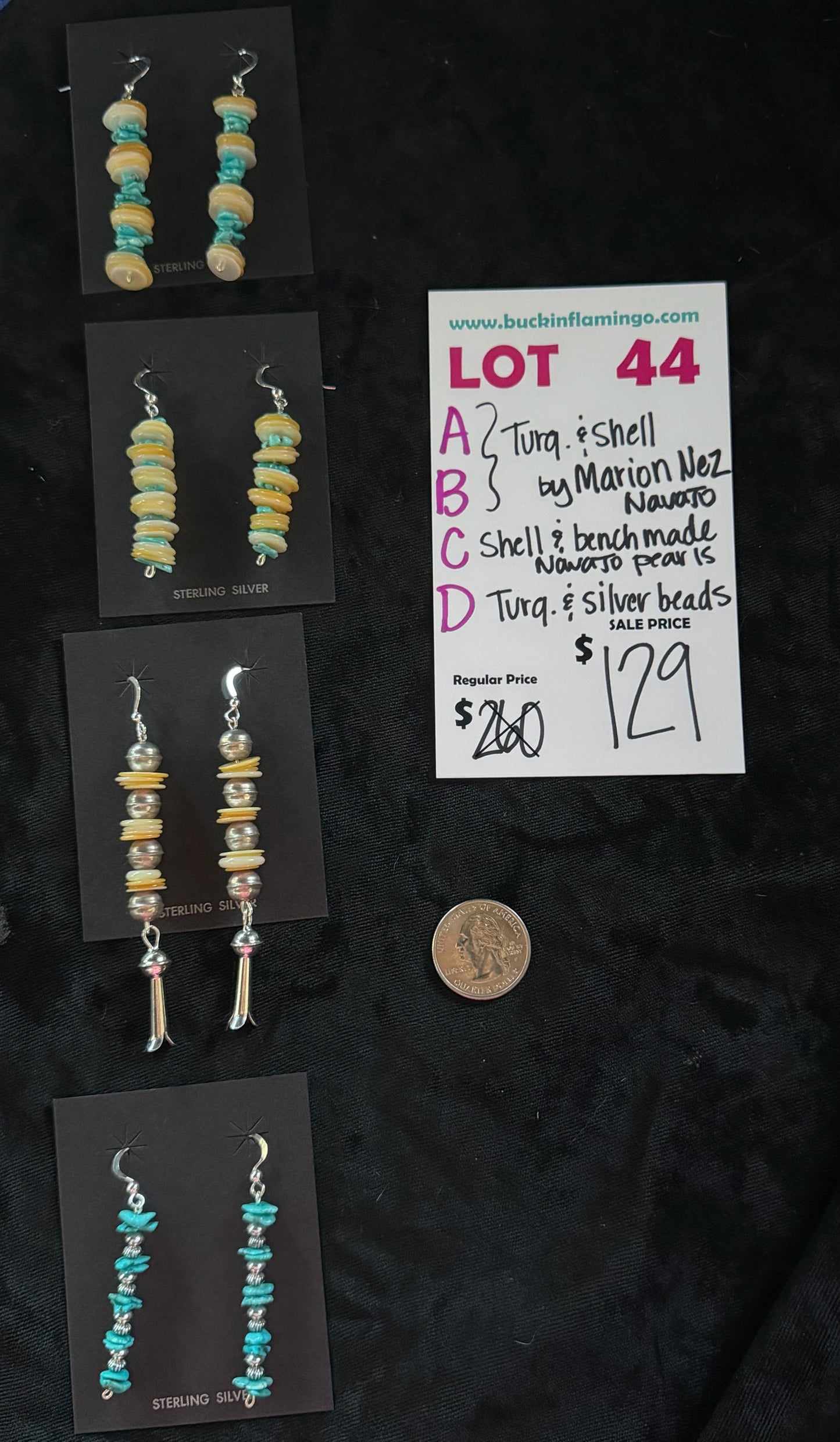 LOT 44 A 8/30 Turquoise & Shell by Marion Nez, Navajo