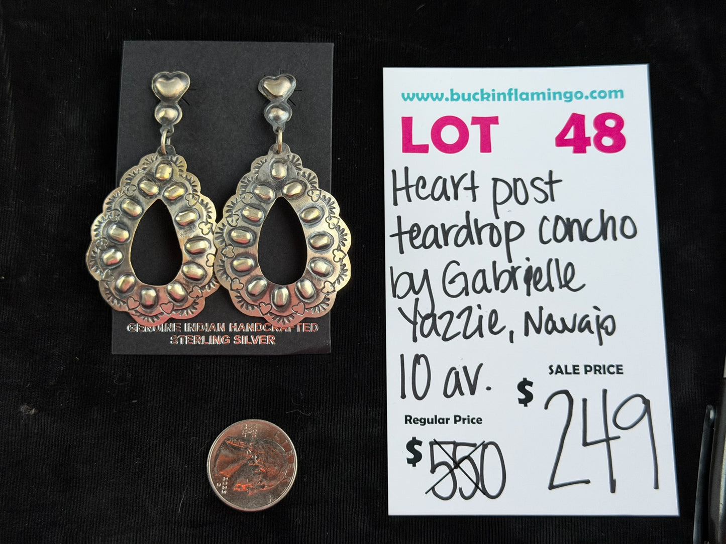 LOT 48 8/30 Heart Post Teardrop Concho by Gabrielle Yazzie, Navajo