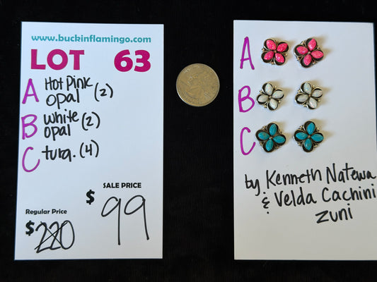 LOT 63 A 8/30 White Opal by Kenneth Natewa & Velda Cachini, Zuni