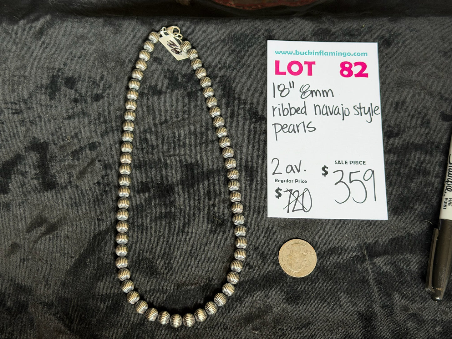 LOT 82 8/30 18” 8mm Ribbed Navajo Style Pearls