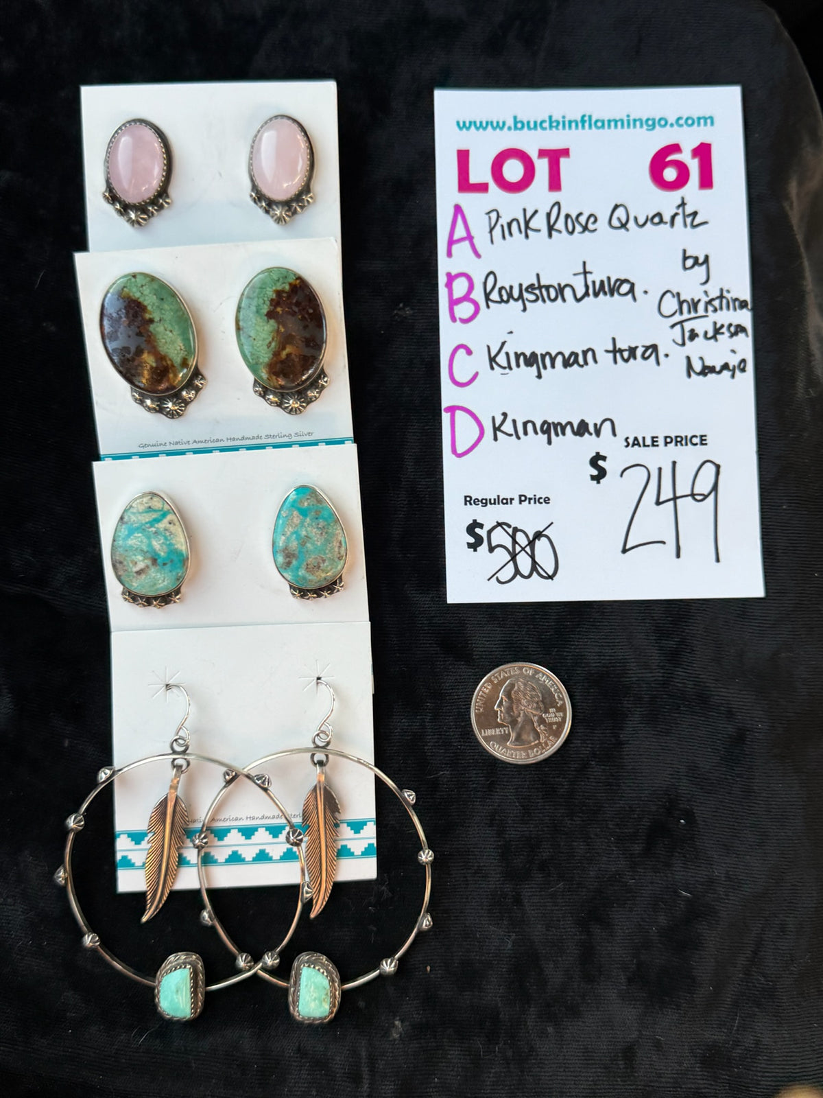 LOT 61 A 9/6 Pink Rose Quartz by Christina Jackson, Navajo