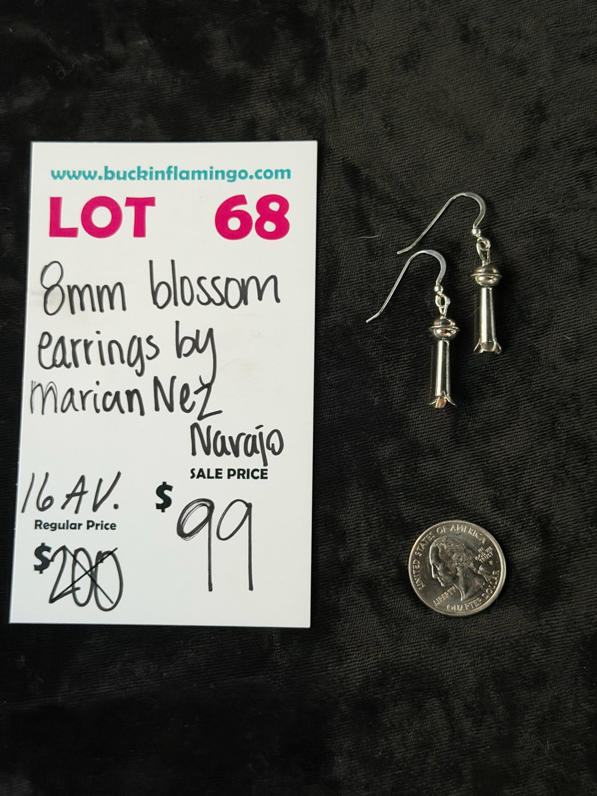 LOT 68 9/6 8mm Blossom Earrings by Marian Nez, Navajo
