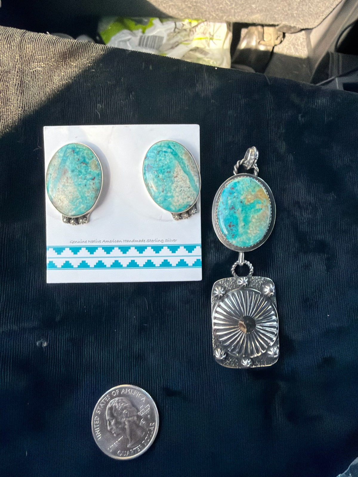LOT 81 9/6 Earring & Pendant Set by Christina Jackson, Navajo