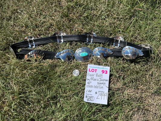 LOT 93 9/6 Bear Sonoran Gold Turquoise Belt by Marie Jackson, Navajo