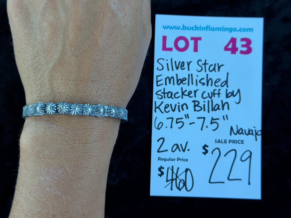 LOT 43 9/13 Silver Star Embellished Stacker Cuff by Kevin Billah 6.75”-7”