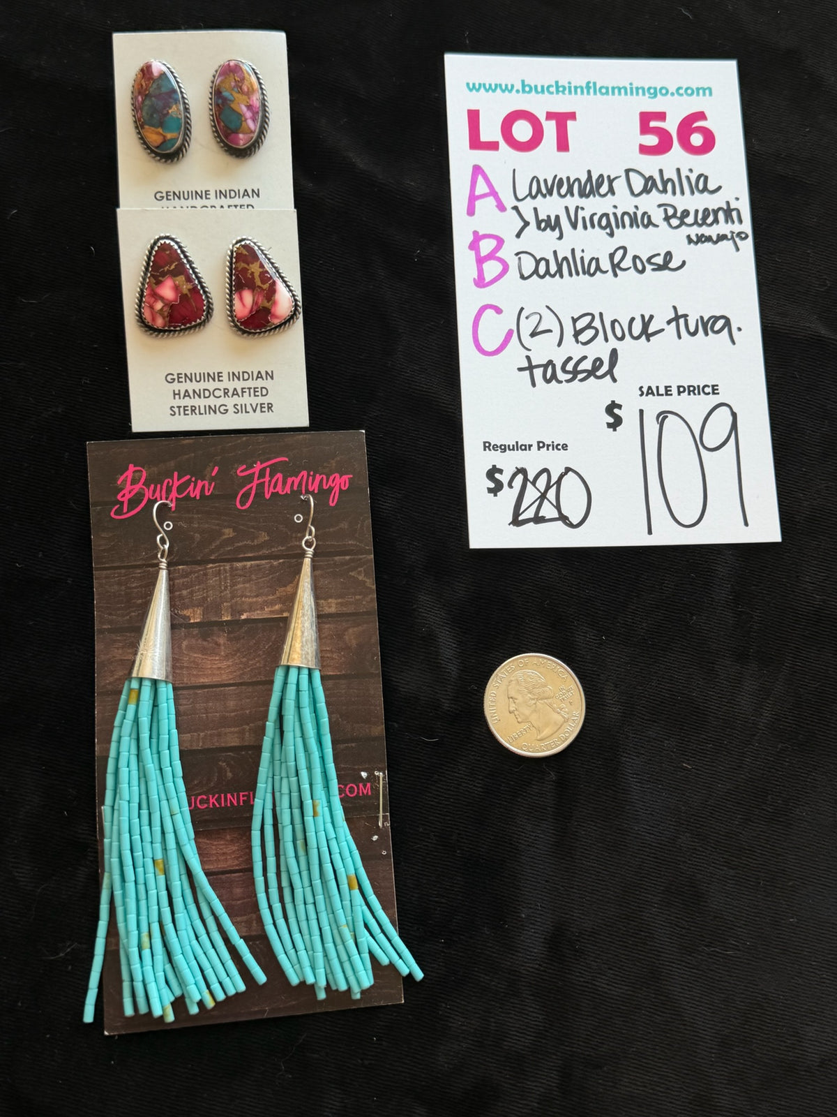LOT 56 C 9/13 Block Turquoise Tassel