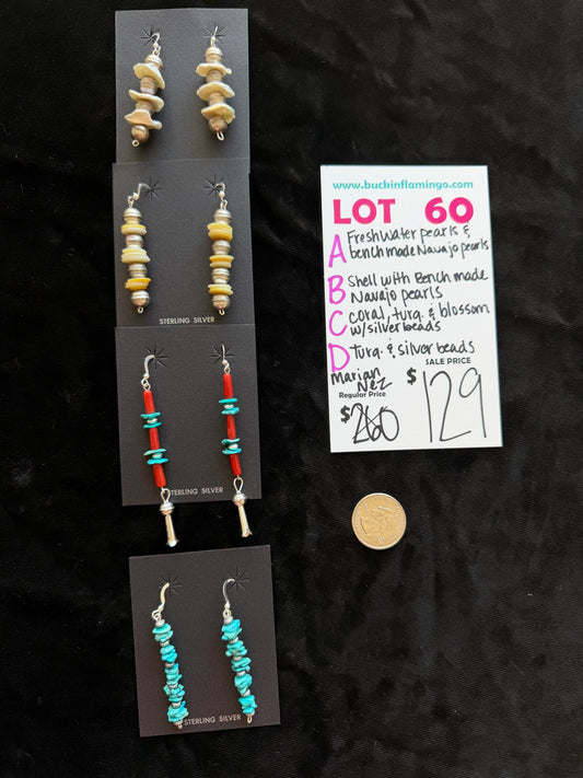 LOT 60 B 9/13 Shell with  Bench Made Navajo Pearls by Marian Nez