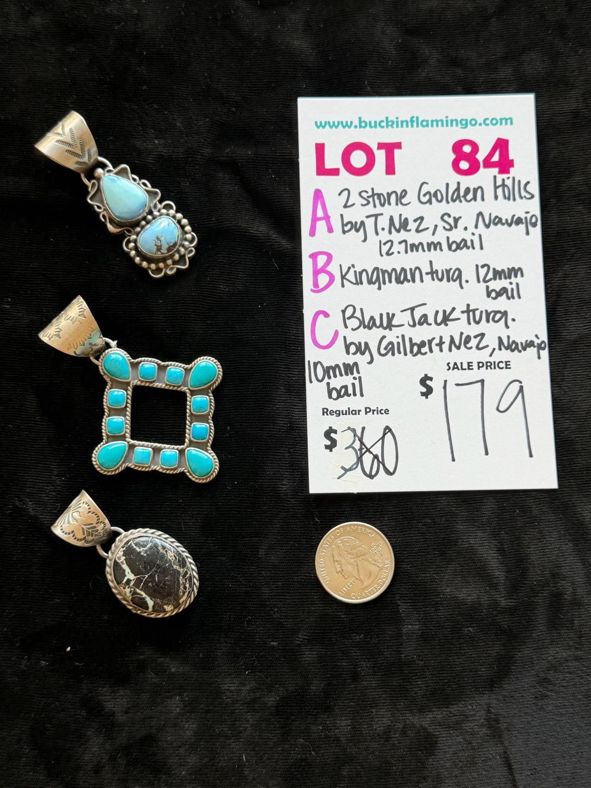 LOT 84 B 9/13 Kingman Turquoise 12mm Bail