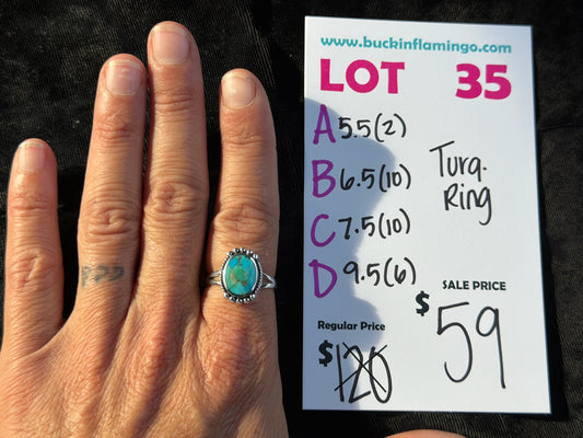 LOT 35 C 9/20 7.5 Turquoise Ring