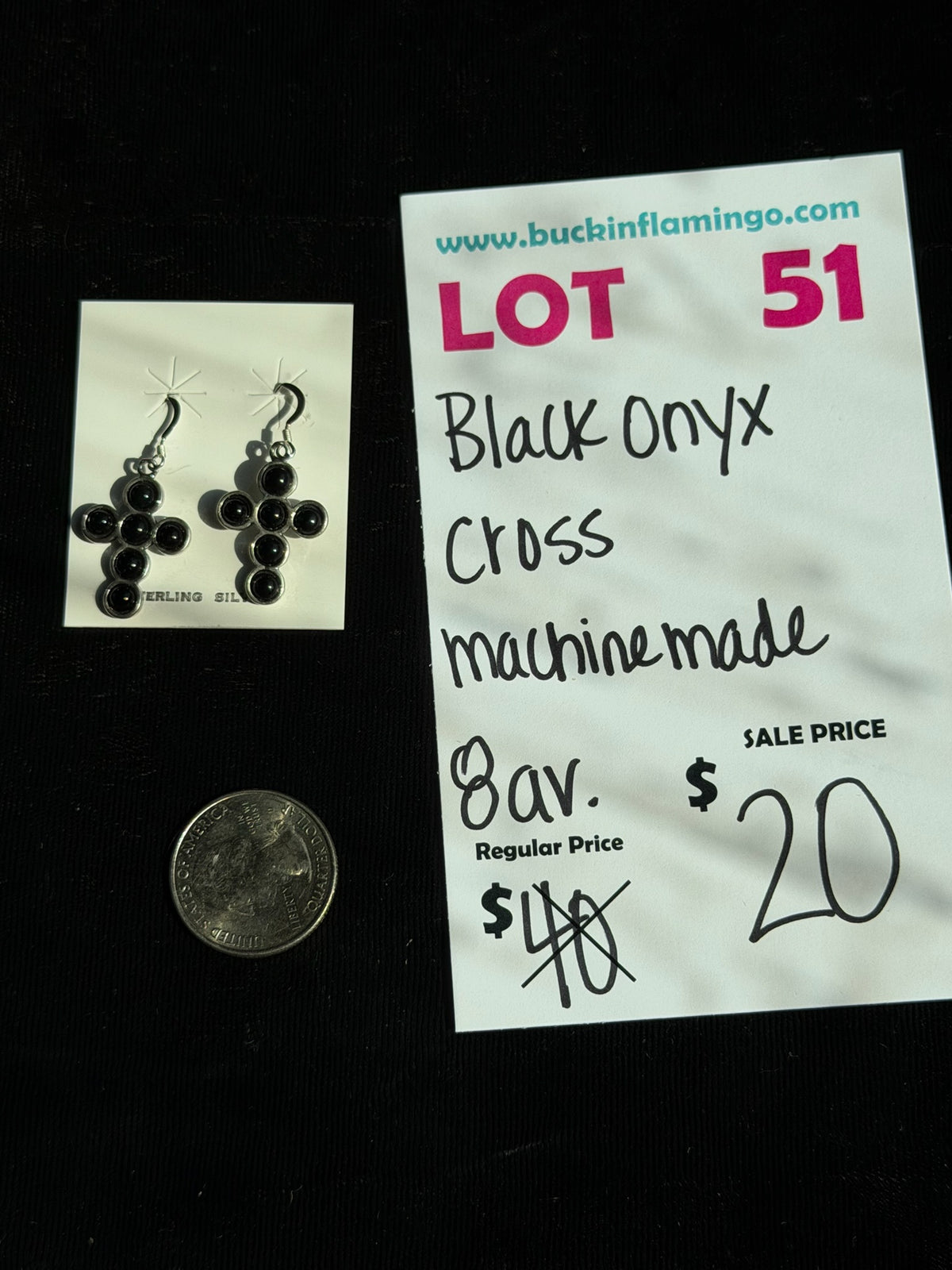 LOT 51 9/20 Black Onyx Cross Machine Made