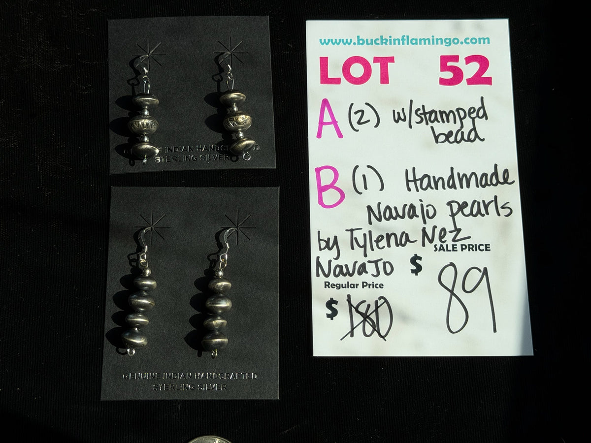 LOT 52 B 9/20 Handmade Navajo Pearls w/ Stamped Beads by Tylena Nez, Navajo