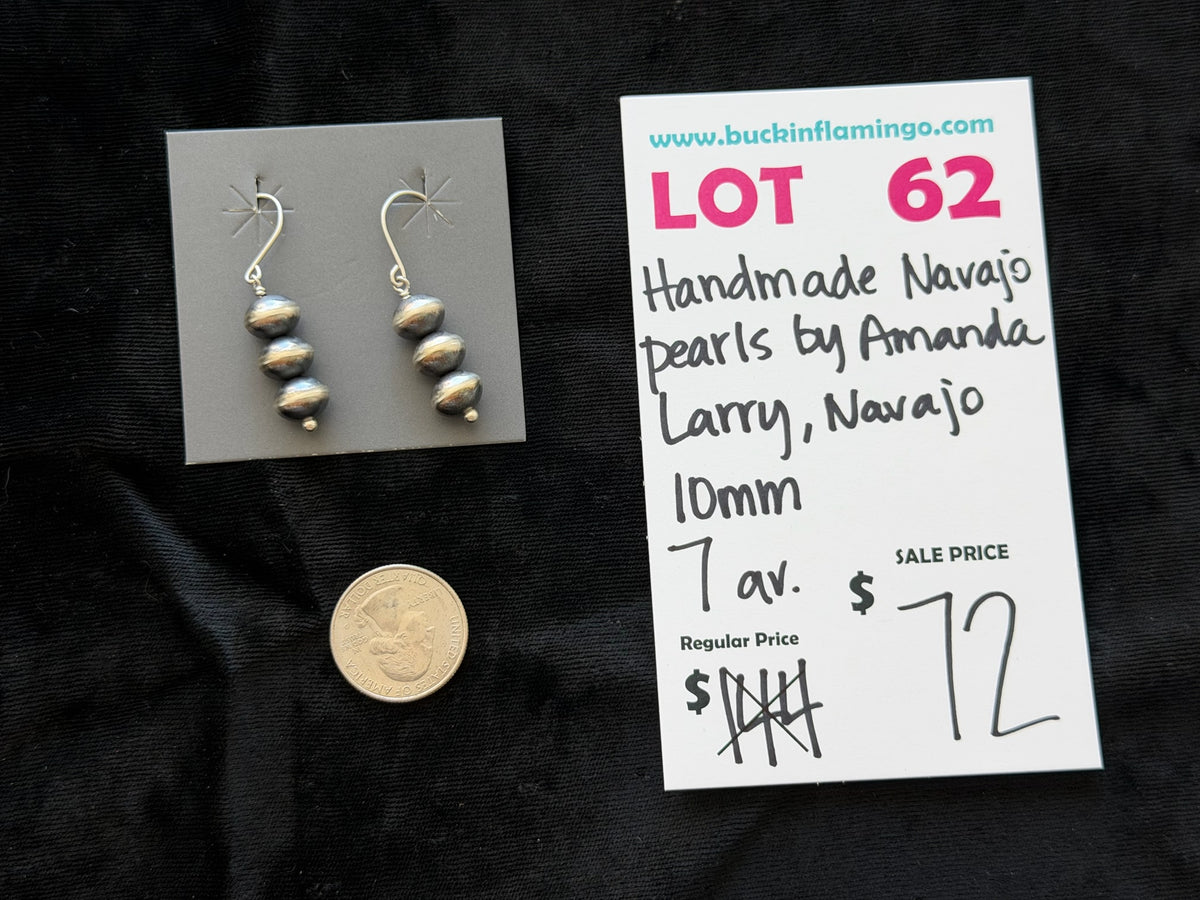LOT 62 9/20 Handmade Navajo Pearls by Amanda Larry, Navajo 10mm