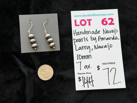 LOT 62 9/20 Handmade Navajo Pearls by Amanda Larry, Navajo 10mm