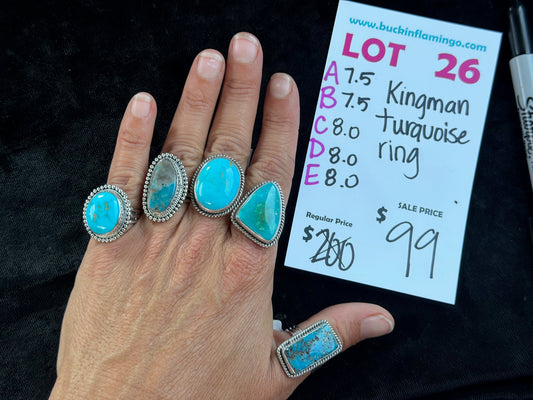 LOT 26 D 9/27 8.0 Kingman Turquoise Ring