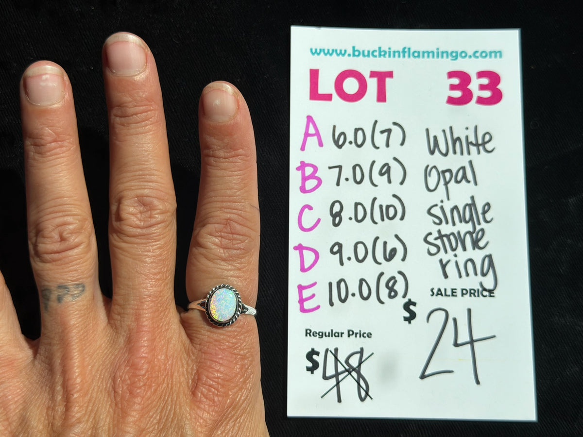 LOT 33 E 9/27 10.0 White Opal Single Stone Ring