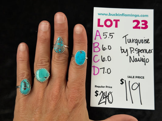 LOT 23 B 10/4 6.0 Turquoise by P. Spencer, Navajo