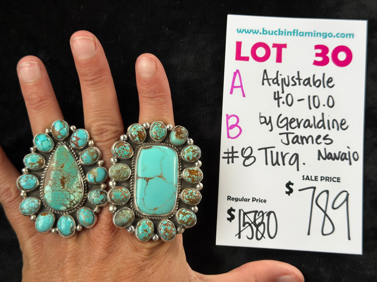 LOT 30 A 10/4 Adjustable 4.0-10.0 #8 Turquoise by Geraldine James, Navajo