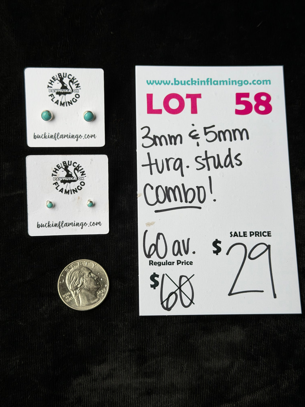 LOT 58 10/4 COMBO 3mm & 5mm Turquoise Studs