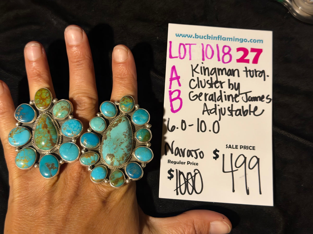 LOT 27 A 10/18 Adjustable 6.0-10.0 Kingman Turquoise Cluster by Geraldine James, Navajo