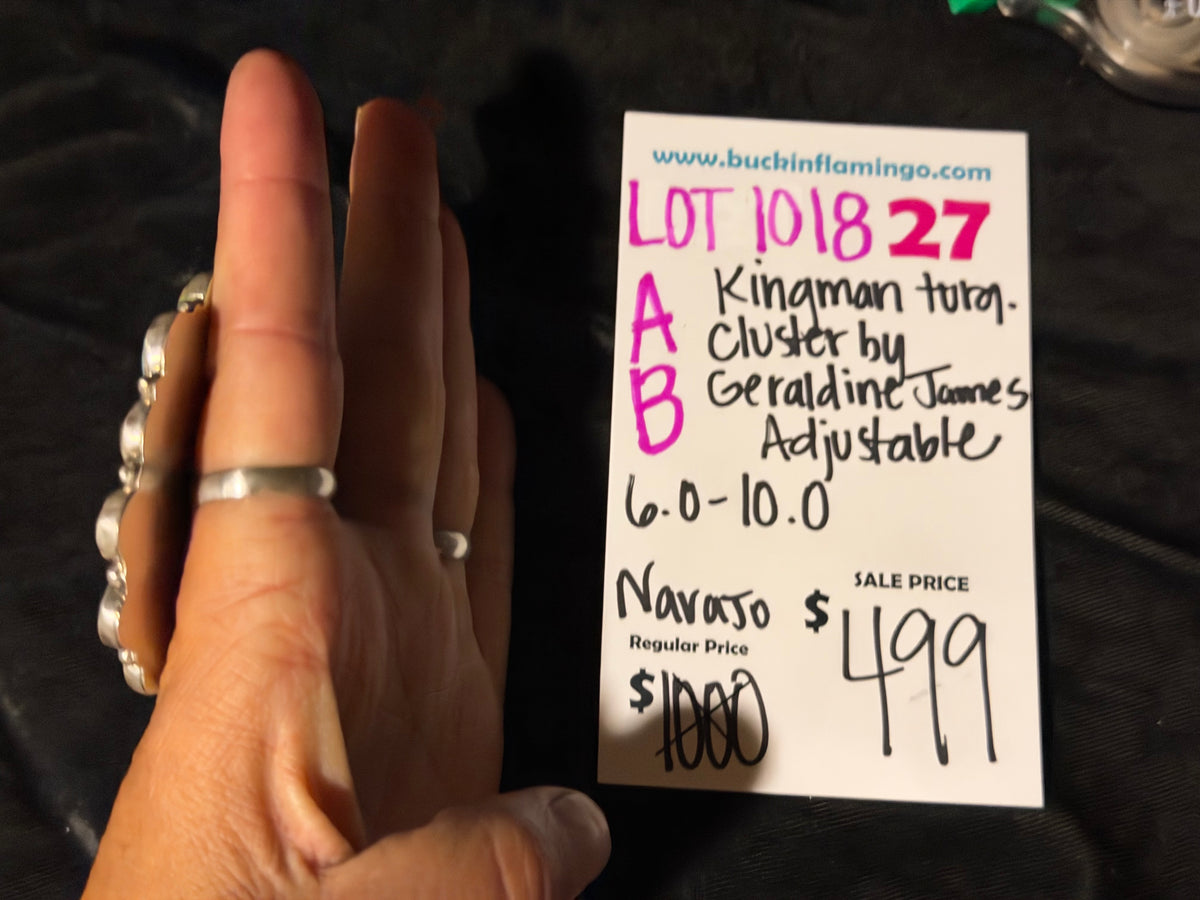 LOT 27 A 10/18 Adjustable 6.0-10.0 Kingman Turquoise Cluster by Geraldine James, Navajo
