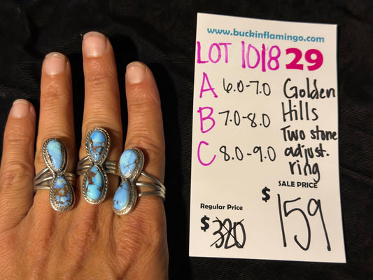LOT 29 B 10/18 7.0-8.0 Golden Hills Two Stone Adjustable Ring