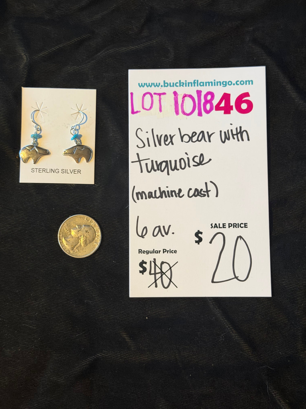 LOT 46 10/18 Silver Bear with Turquoise (Machine Cast)