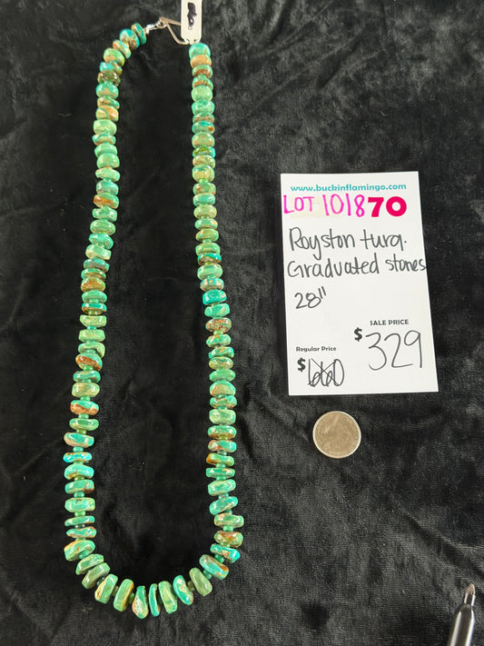 LOT 70 10/18 Royston Turquoise Graduated Stone 28”