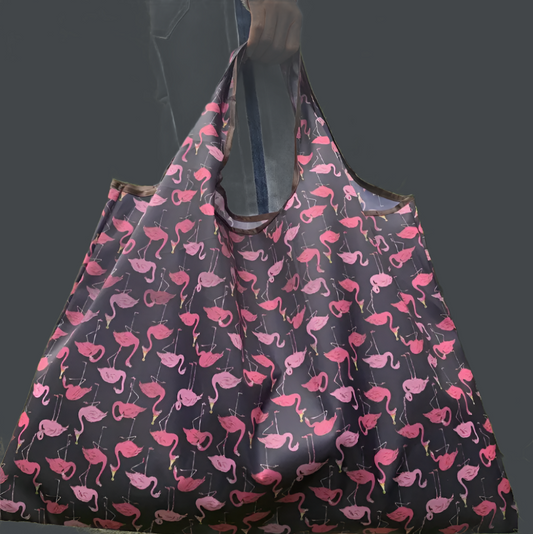 Flamingo Fold-Up Shopper Tote