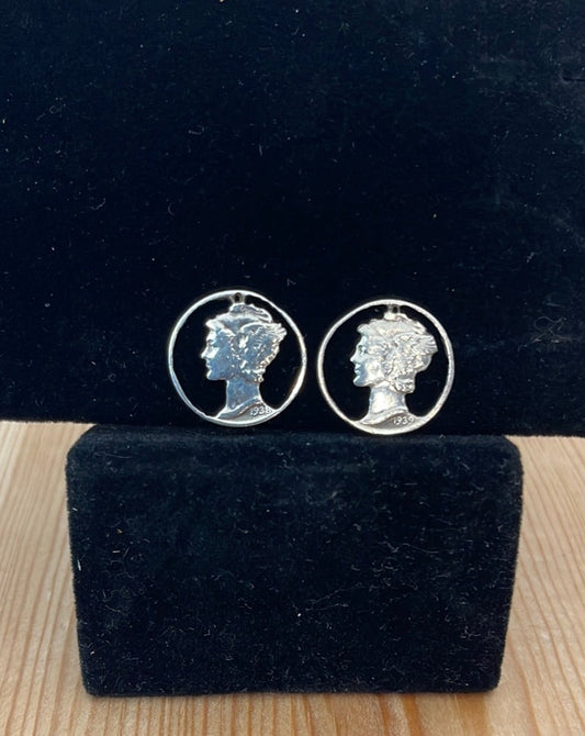 Vintage Silver Mercury Dime Screw Back Earrings