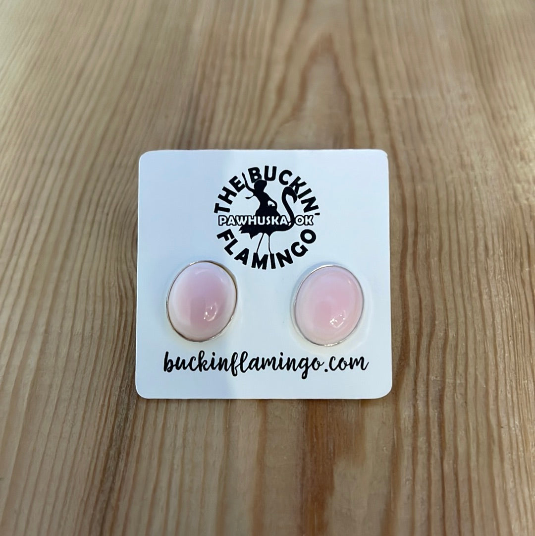 Pink Conch Post Earrings 8mm