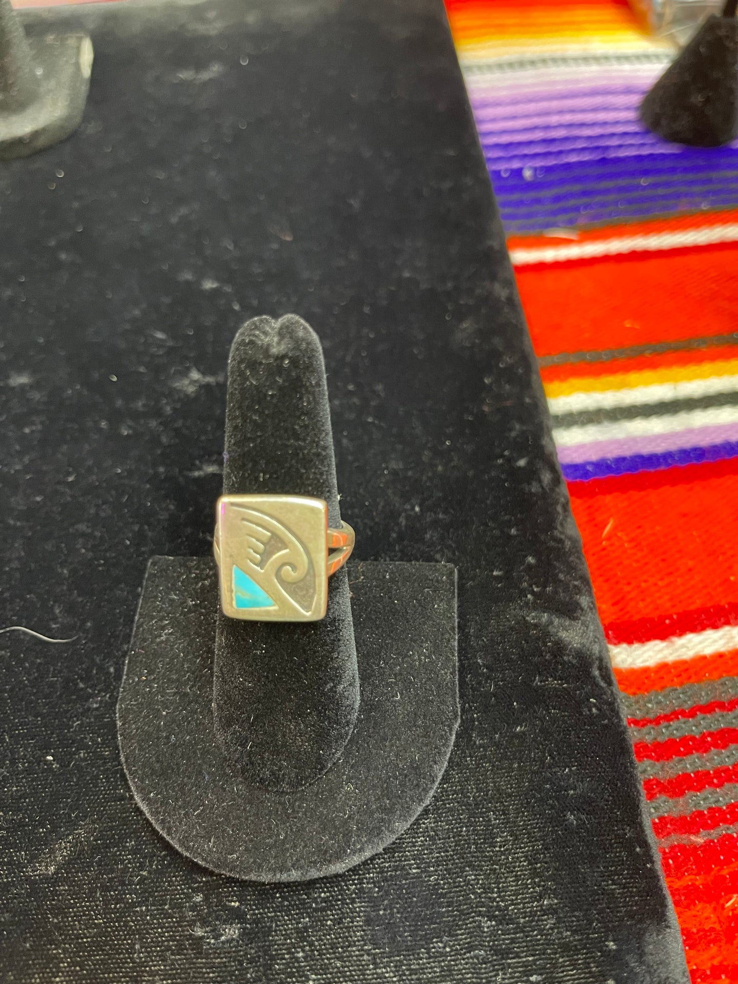 Vintage Turquoise Inlay Square Ring