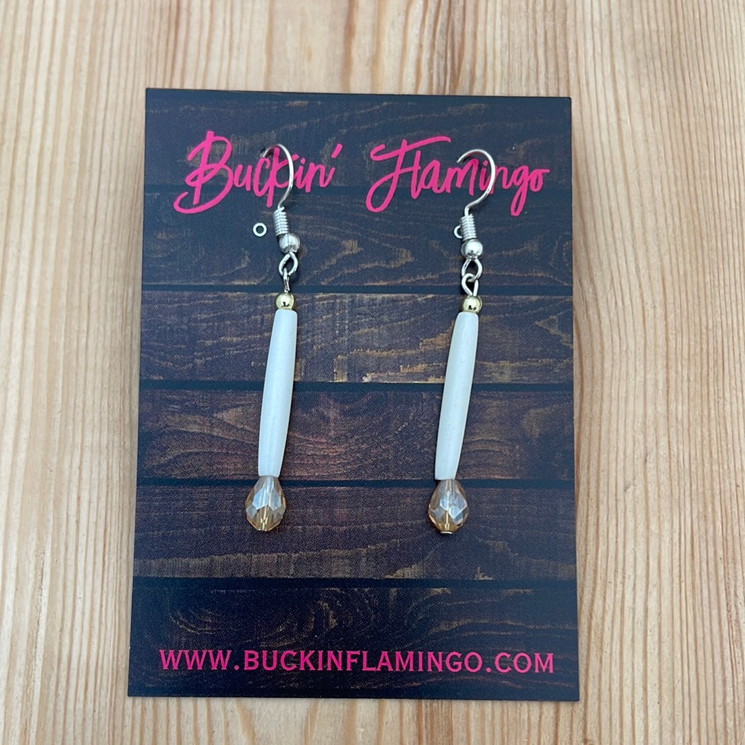 Bone with Champagne Beads on Hook Earrings