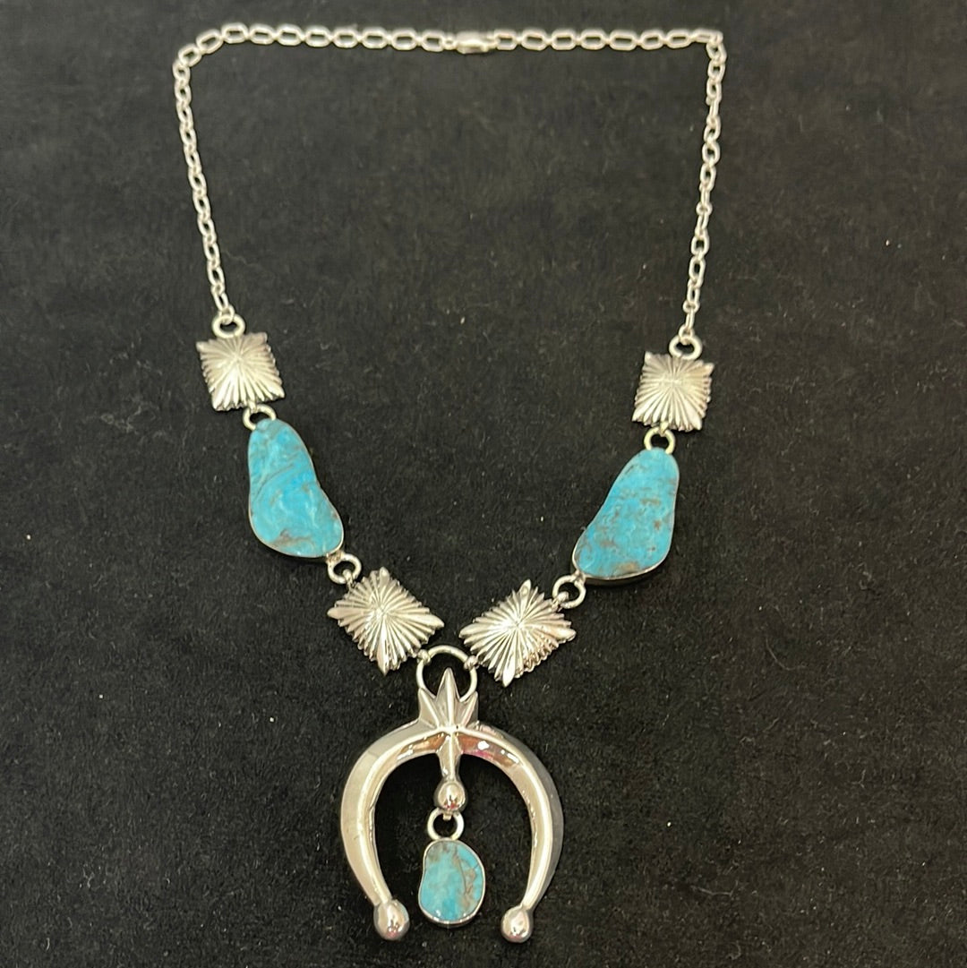 Kingman Turquoise with a Naja 20” Necklace