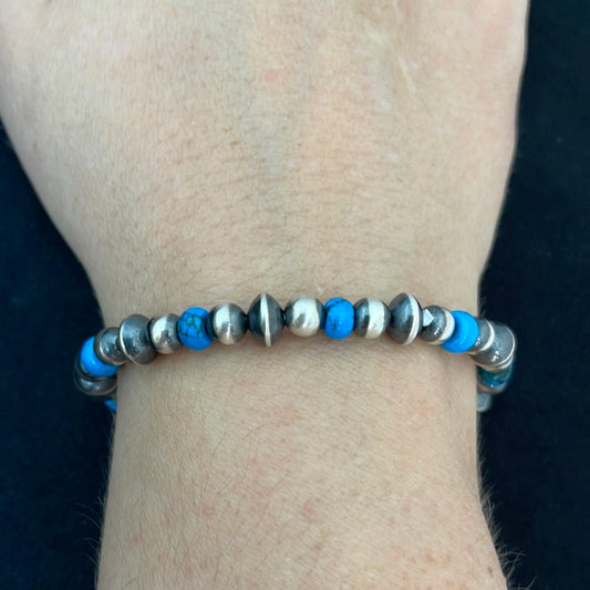 Navajo Pearl & Turquoise Stretch Bracelet