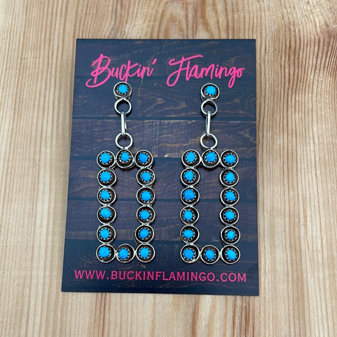 Turquoise Post Rectangle Dangle Earrings